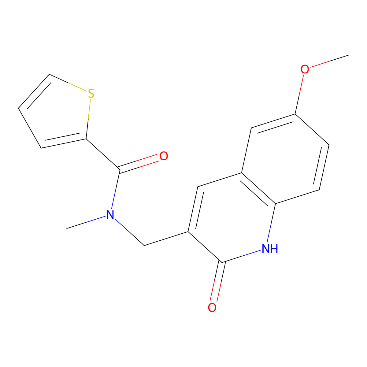 N-[(6-methoxy-2-oxo-1H-quinolin-3-yl)methyl]-N-methylthiophene-2-carboxamide molecular structure, CAS 672340-63-5