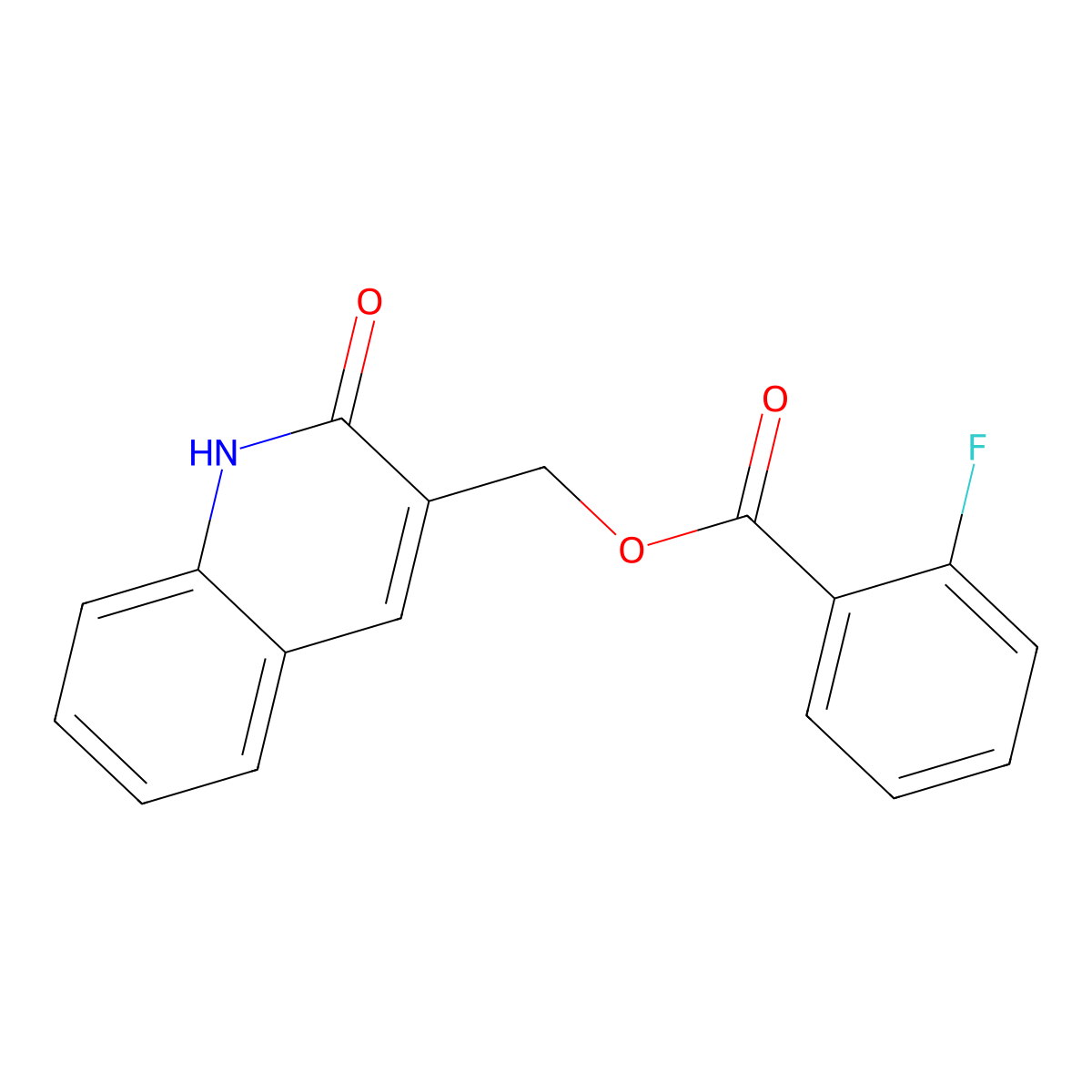 (2-oxo-1H-quinolin-3-yl)methyl 2-fluorobenzoate molecular structure, CAS 672340-79-3