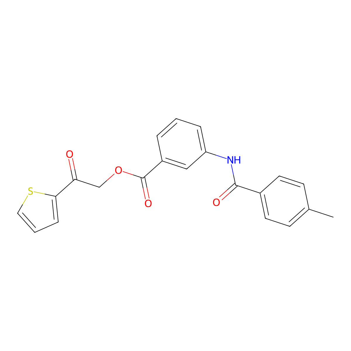 (2-Oxo-2-thiophen-2-ylethyl) 3-[(4-methylbenzoyl)amino]benzoate molecular structure, CAS 672340-87-3