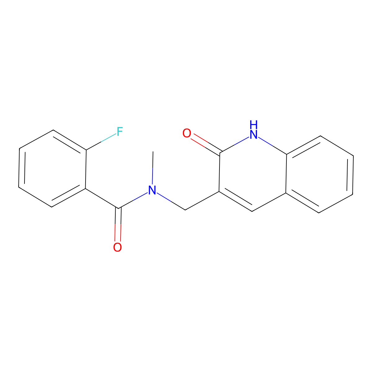 2-fluoro-N-methyl-N-[(2-oxo-1H-quinolin-3-yl)methyl]benzamide molecular structure, CAS 672341-68-3