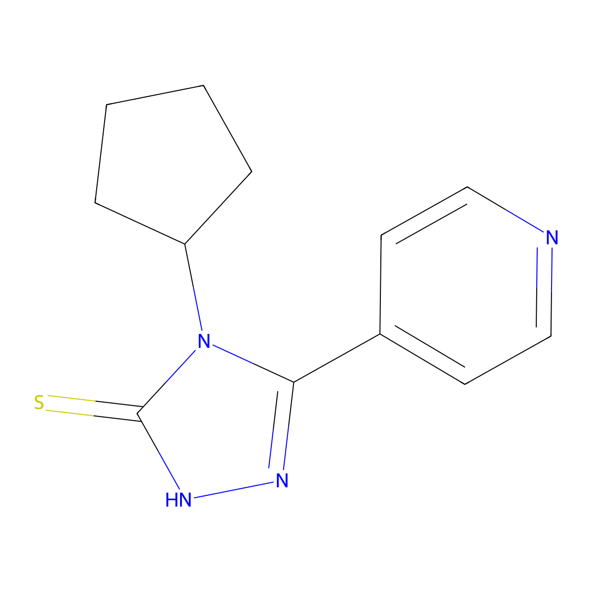 4-cyclopentyl-5-(pyridin-4-yl)-4H-1,2,4-triazole-3-thiol molecular structure, CAS 672342-05-1