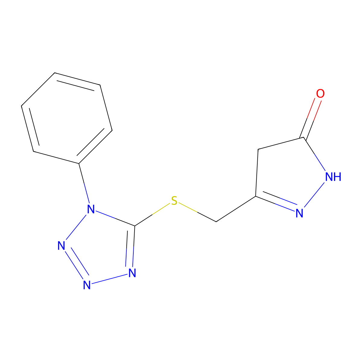 5-{[(1-phenyl-1H-tetrazol-5-yl)sulfanyl]methyl}-4H-pyrazol-3-ol molecular structure, CAS 672343-11-2