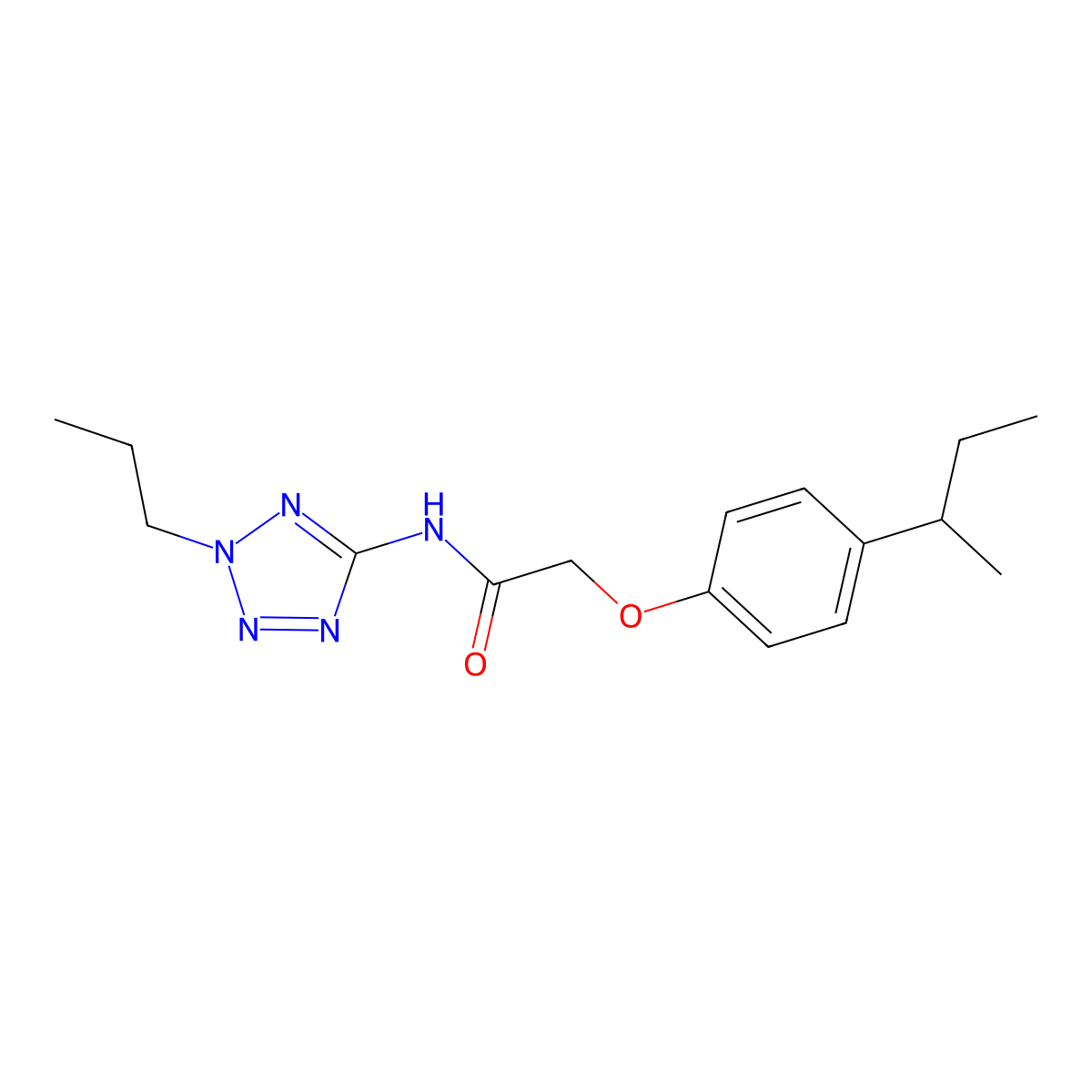 2-(4-sec-butylphenoxy)-N-(2-propyl-2H-tetraazol-5-yl)acetamide molecular structure, CAS 672343-84-9