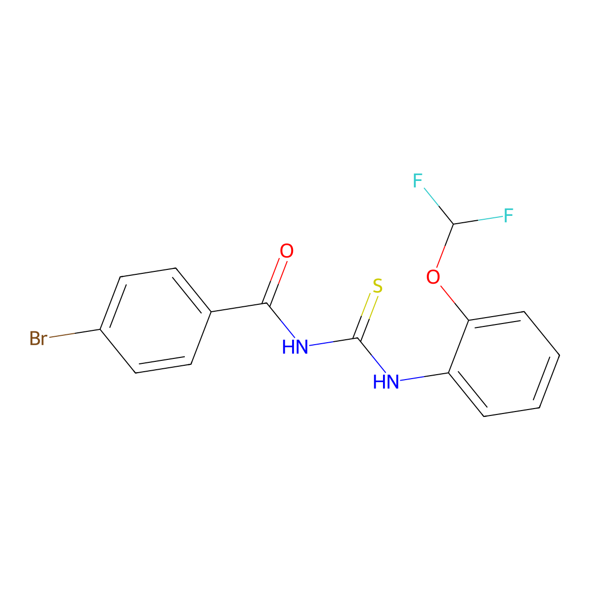 4-bromo-N-[[2-(difluoromethoxy)phenyl]carbamothioyl]benzamide molecular structure, CAS 672344-67-1