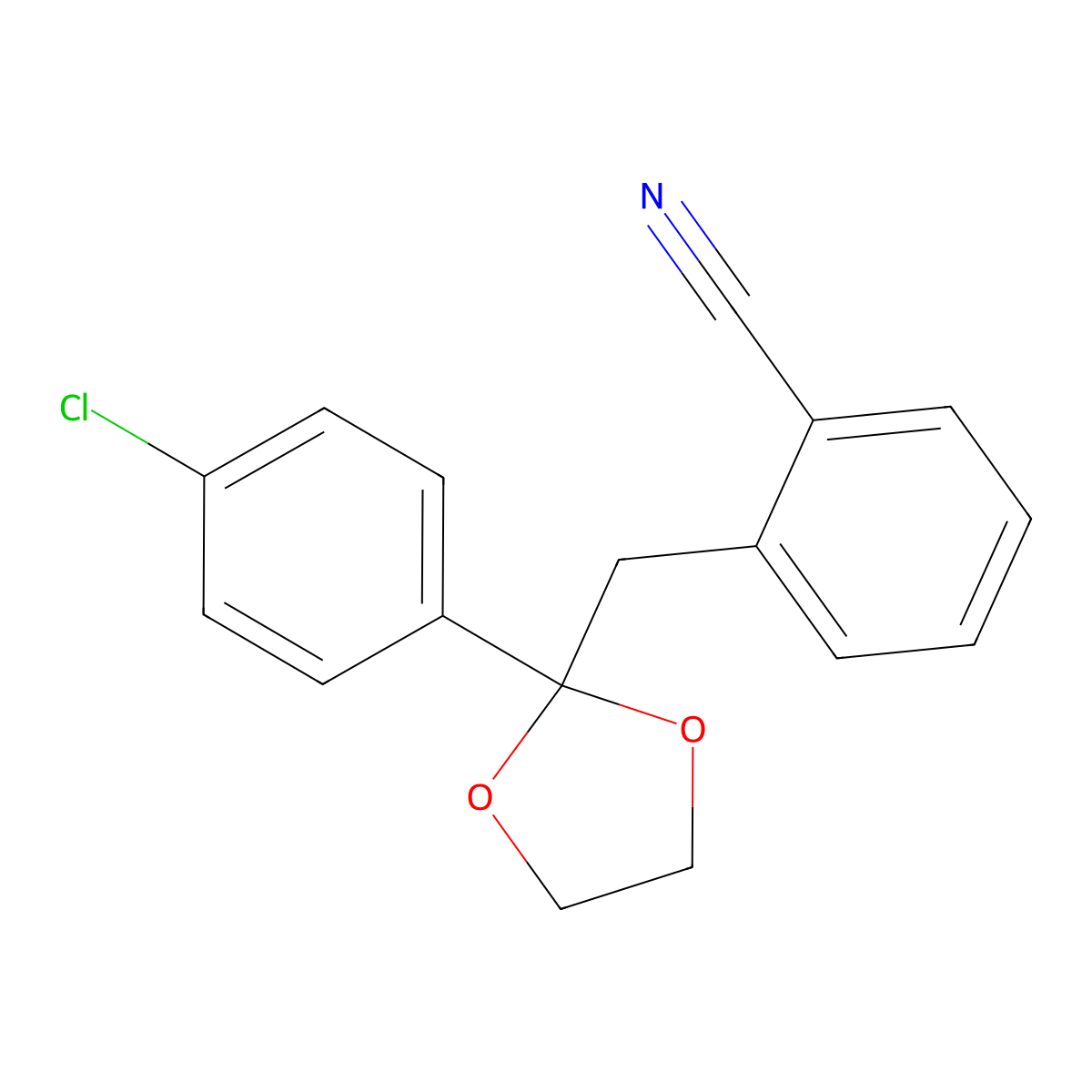 2-[[2-(4-Chlorophenyl)-1,3-dioxolan-2-yl]methyl]benzonitrile molecular structure, CAS 67237-77-8