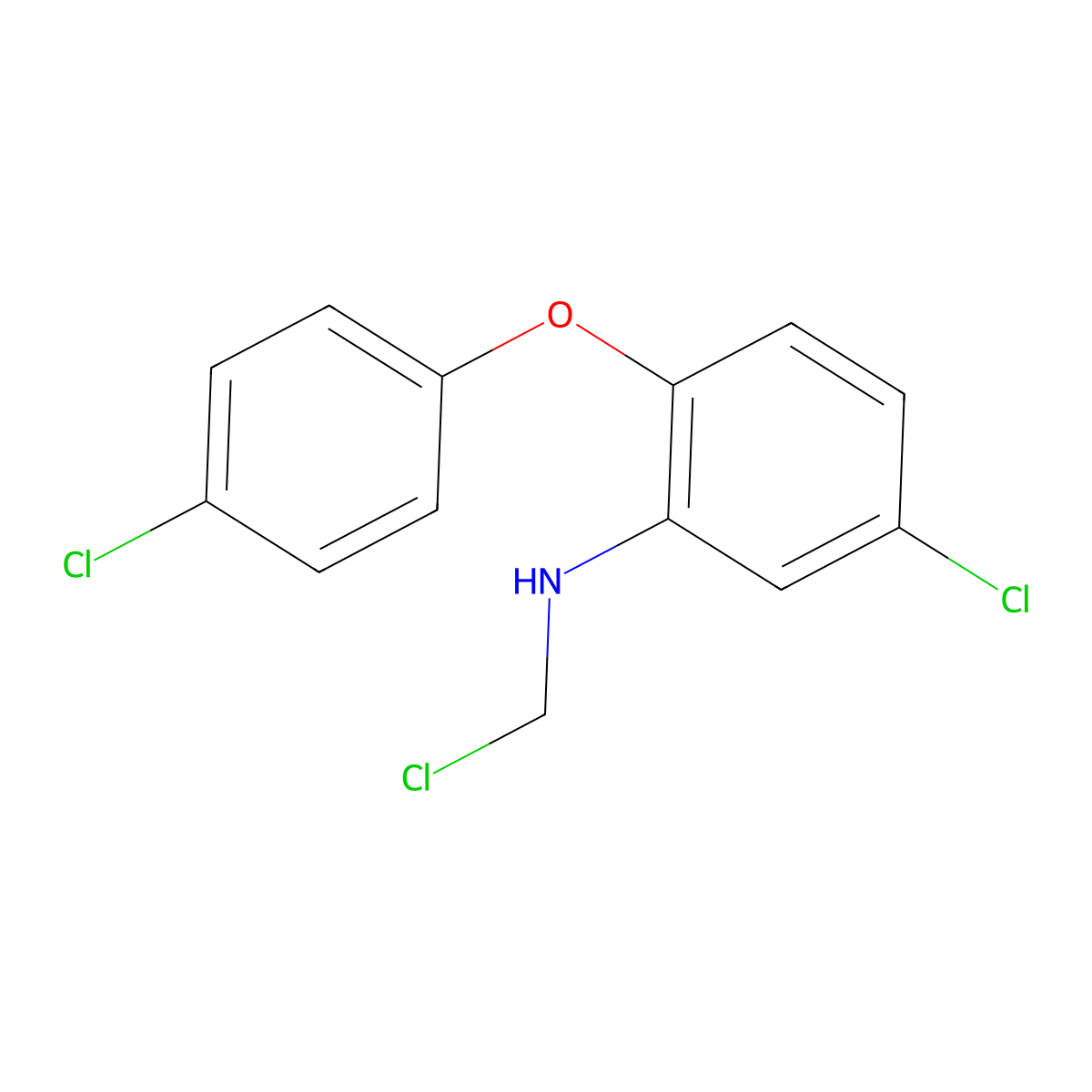 Ether, 4-chlorophenyl (4'-chloro-2'-chloromethylaminophenyl) molecular structure, CAS 67238-62-4