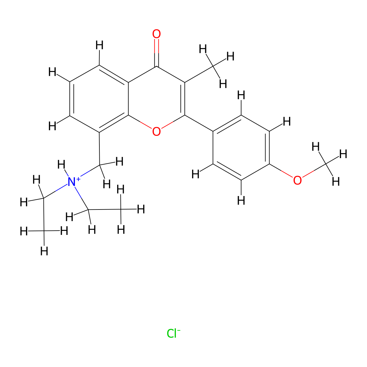 Flavone, 3'-(diethylaminomethyl)-4'-methoxy-3-methyl-, hydrochloride molecular structure, CAS 67238-72-6