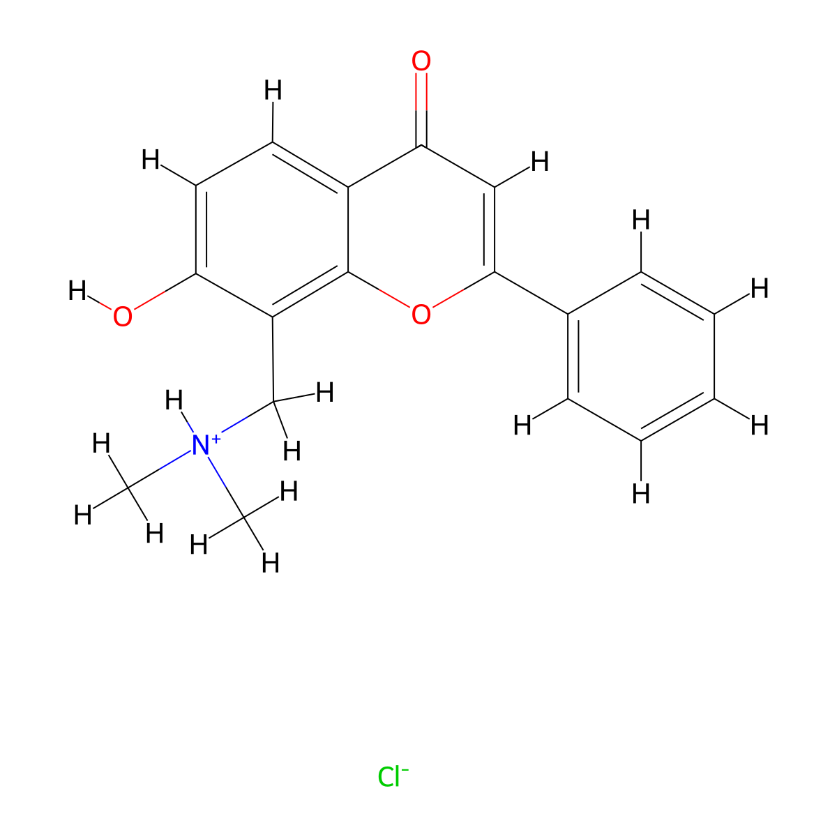 Flavone, 8-(dimethylamino)methyl-7-hydroxy-, hydrochloride molecular structure, CAS 67238-75-9