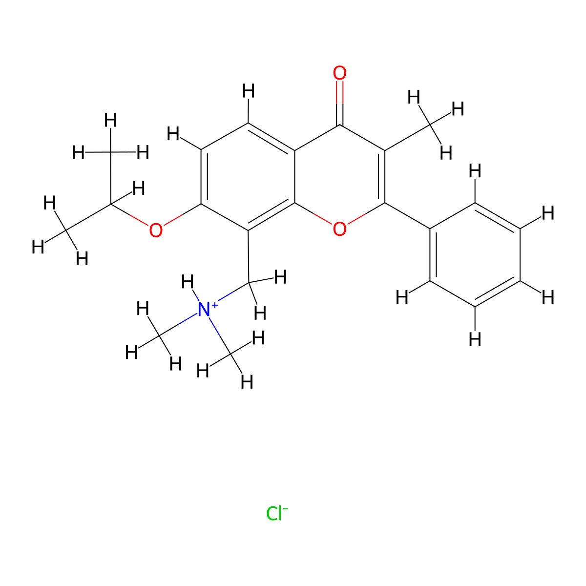 Flavone, 8-(dimethylaminomethyl)-7-isopropoxy-3-methyl-, hydrochloride molecular structure, CAS 67238-76-0