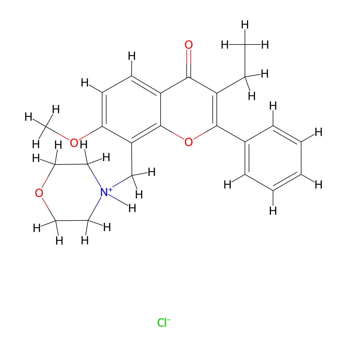Flavone, 3-ethyl-7-methoxy-8-(morpholinomethyl)-, hydrochloride molecular structure, CAS 67238-81-7