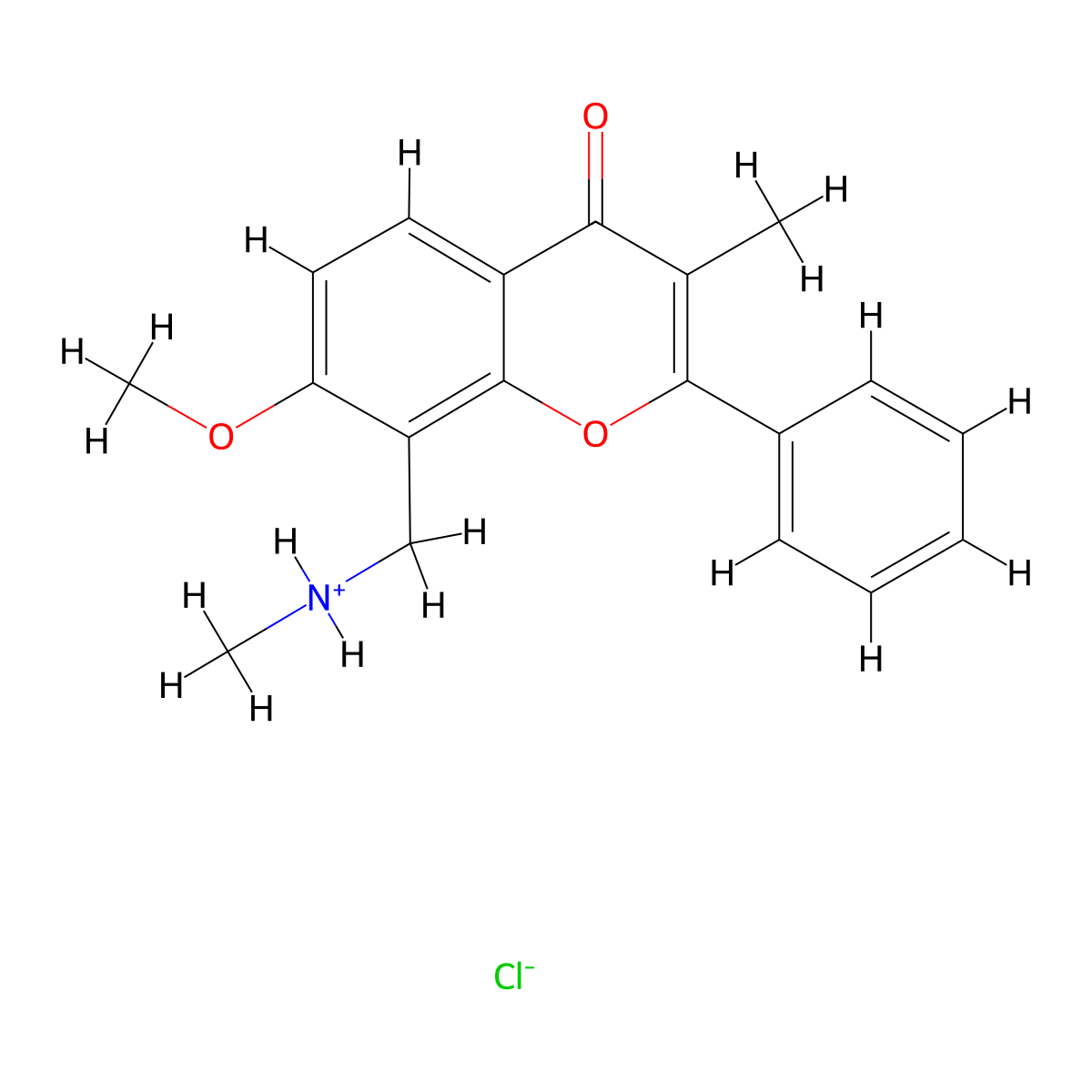 Flavone, 7-methoxy-3-methyl-8-(methylaminomethyl)-, hydrochloride molecular structure, CAS 67238-83-9