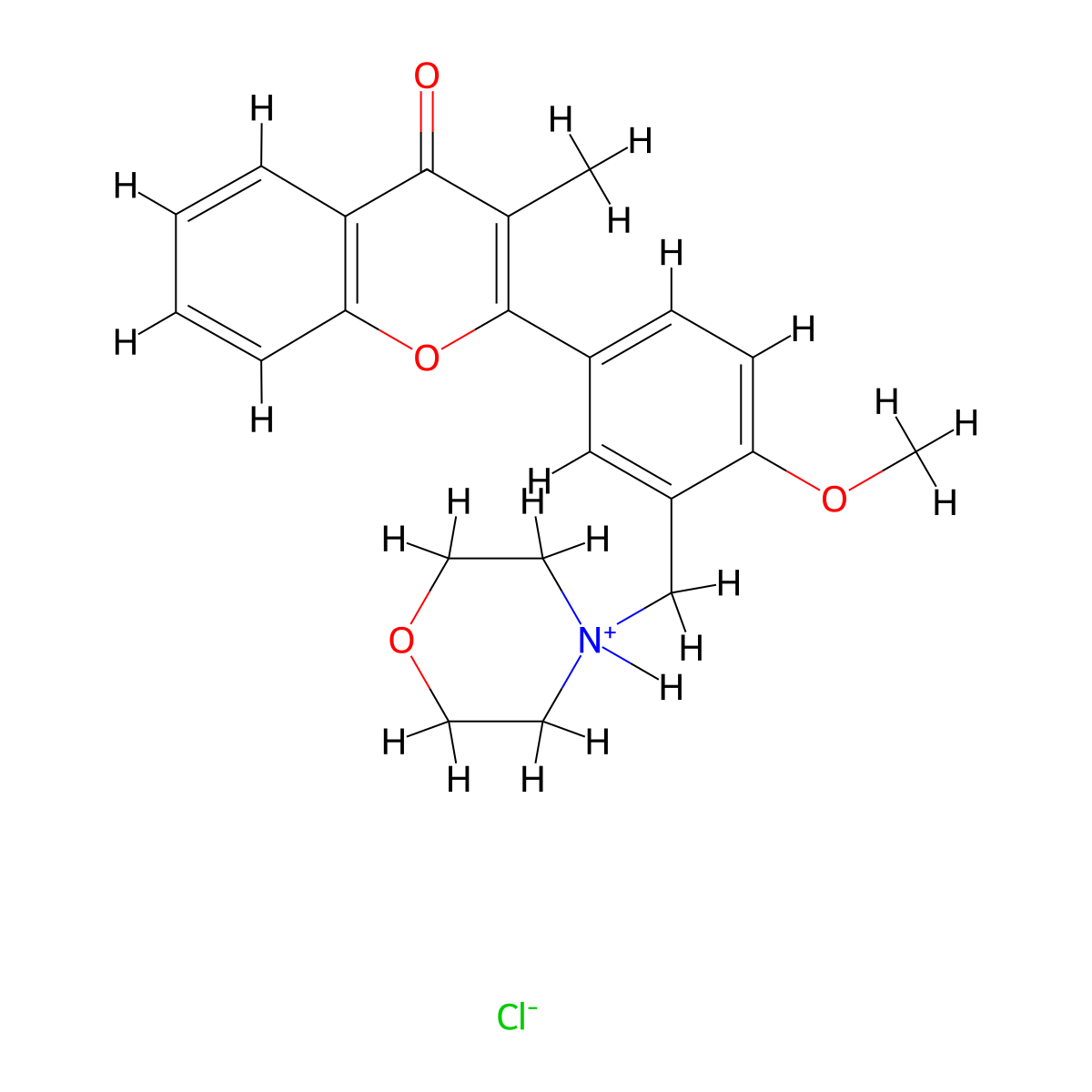 Flavone, 4'-methoxy-3-methyl-3'-(morpholinomethyl)-, hydrochloride molecular structure, CAS 67238-84-0