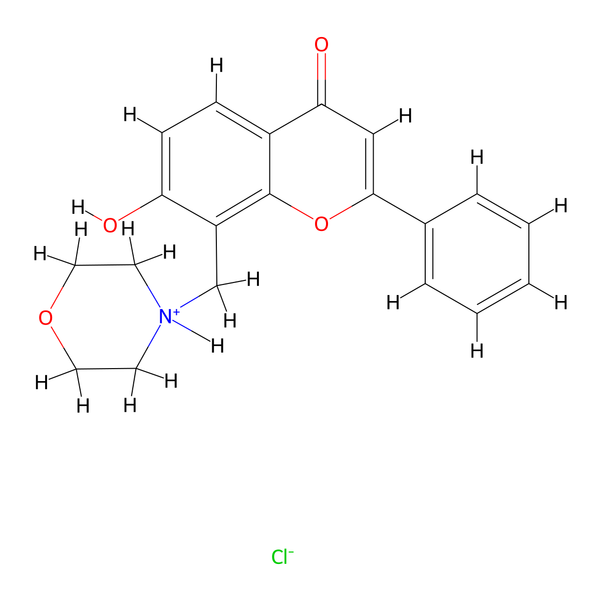 Flavone, 7-hydroxy-8-morpholinomethyl-, hydrochloride molecular structure, CAS 67238-86-2