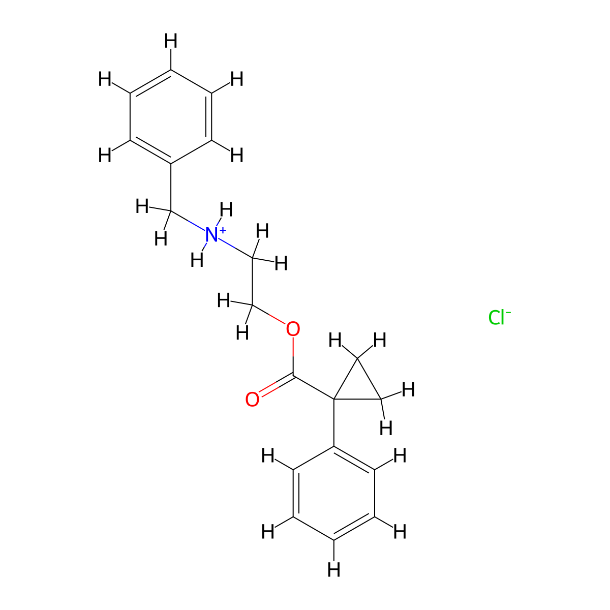 2-(Benzylamino)ethyl 1-phenylcyclopropane-1-carboxylate--hydrogen chloride (1/1) molecular structure, CAS 67239-17-2