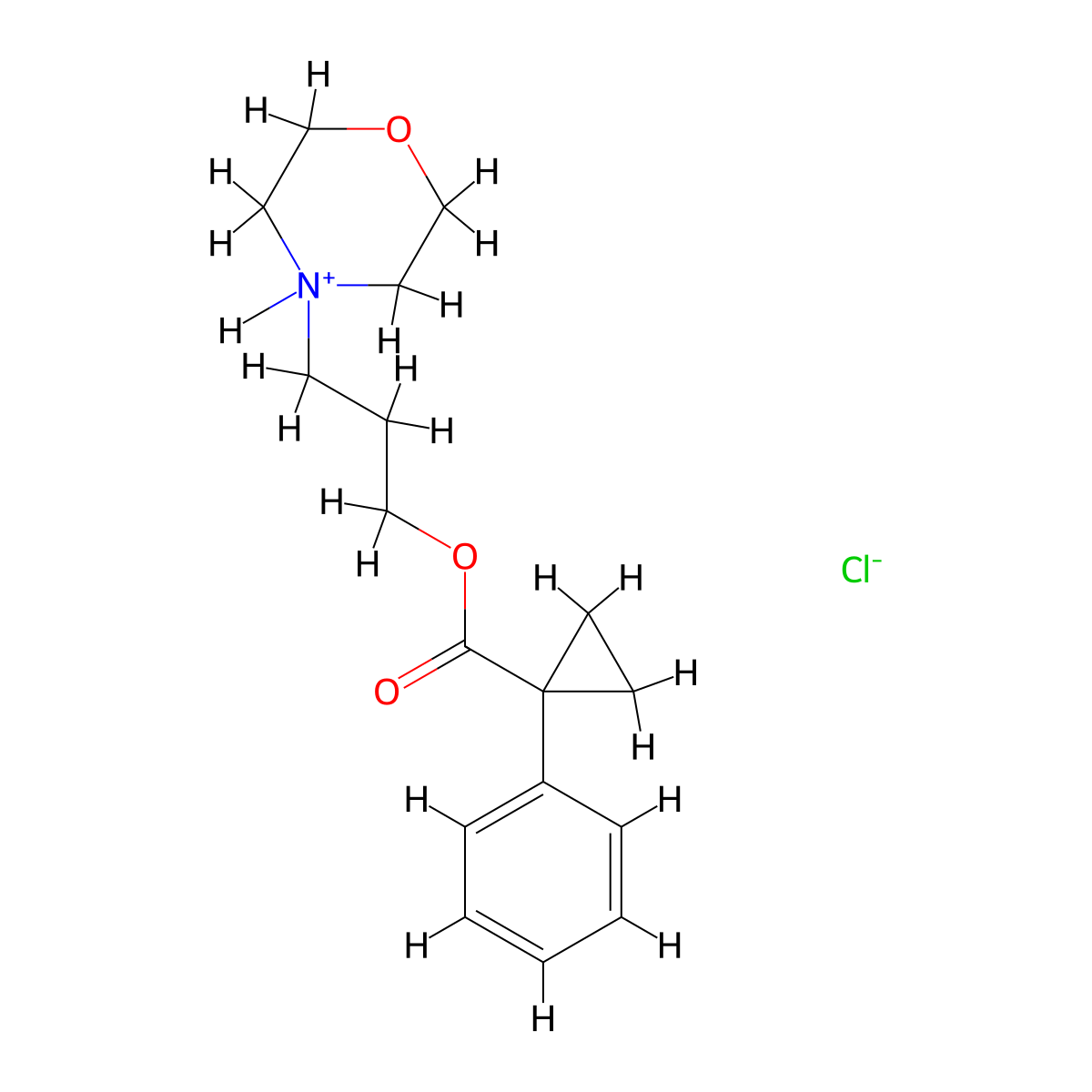Cyclopropanecarboxylic acid, 1-phenyl-, (3-morpholinopropyl) ester, hydrochloride molecular structure, CAS 67239-19-4