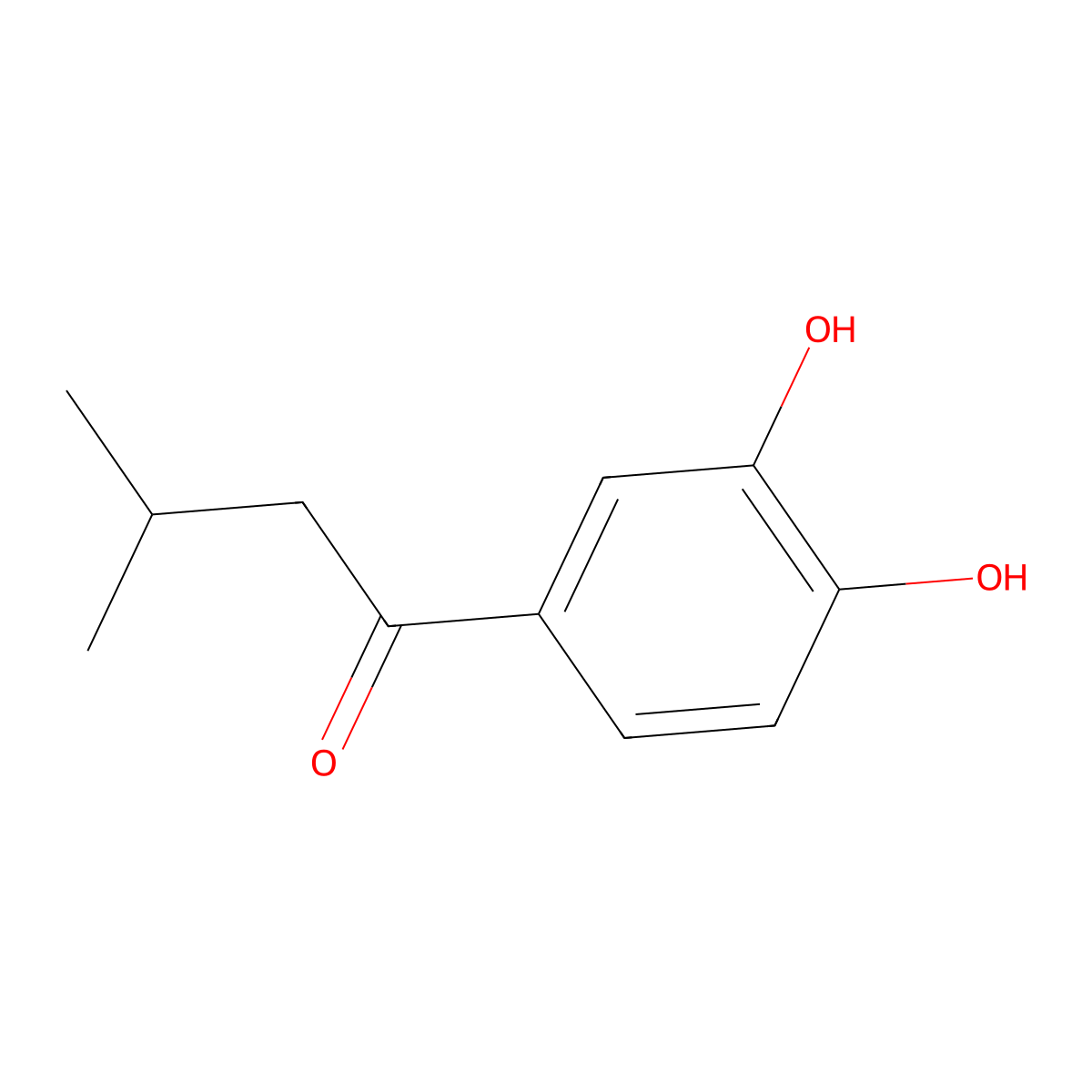 1-(3,4-dihydroxyphenyl)-3-methyl-1-Butanone molecular structure, CAS 67239-25-2
