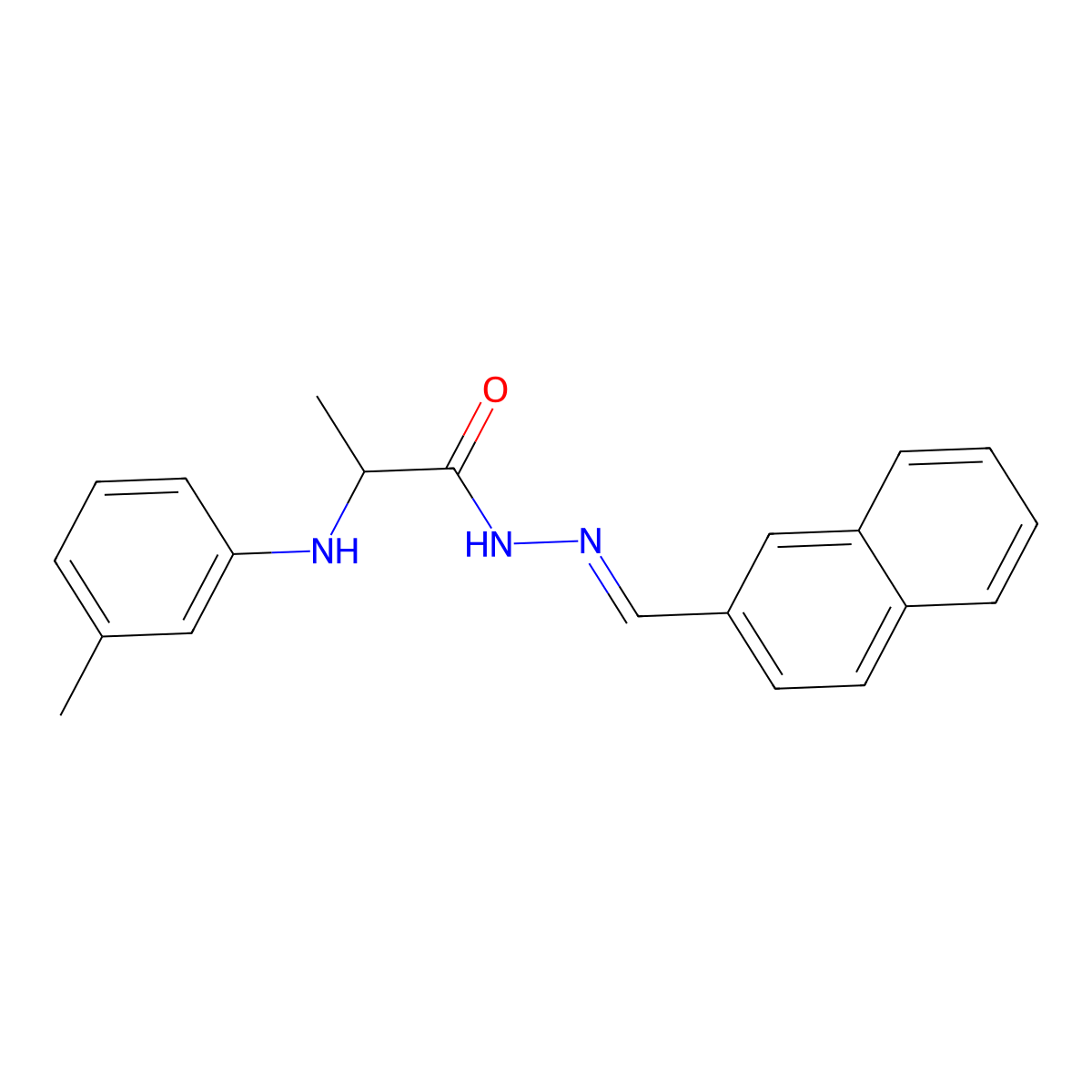 2-(3-methylanilino)-N-(naphthalen-2-ylmethylideneamino)propanamide molecular structure, CAS 6724-94-3