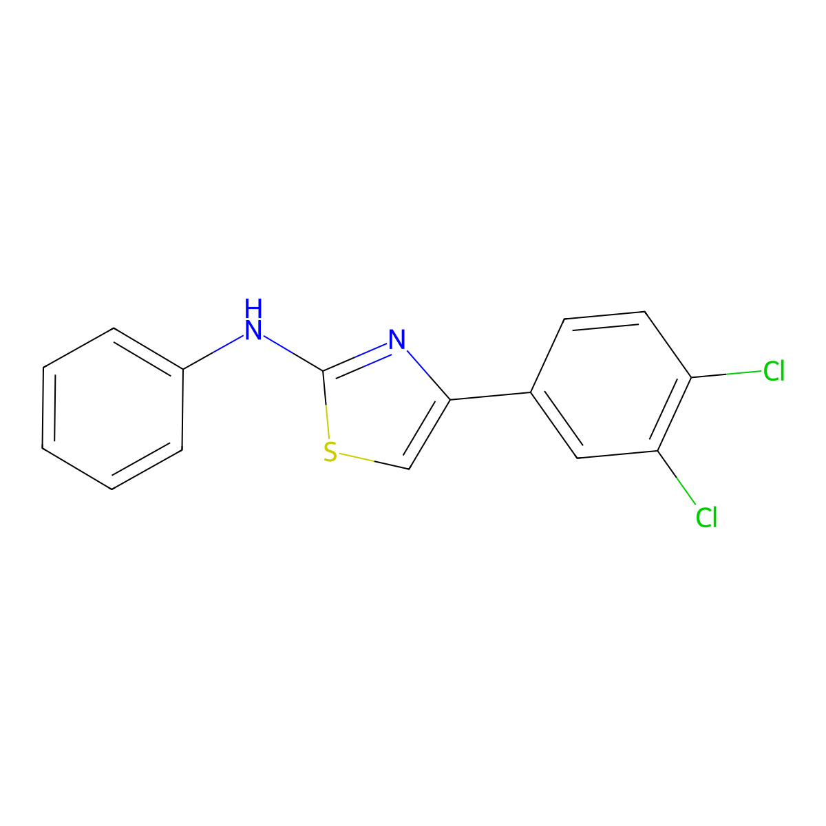 4-(3,4-dichlorophenyl)-N-phenyl-1,3-thiazol-2-amine molecular structure, CAS 67241-16-1