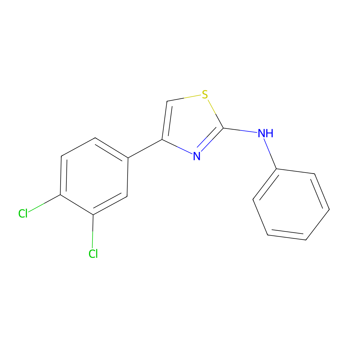 4-(3,4-dichlorophenyl)-N-phenyl-1,3-thiazol-2-amine molecular structure, CAS 67241-16-1