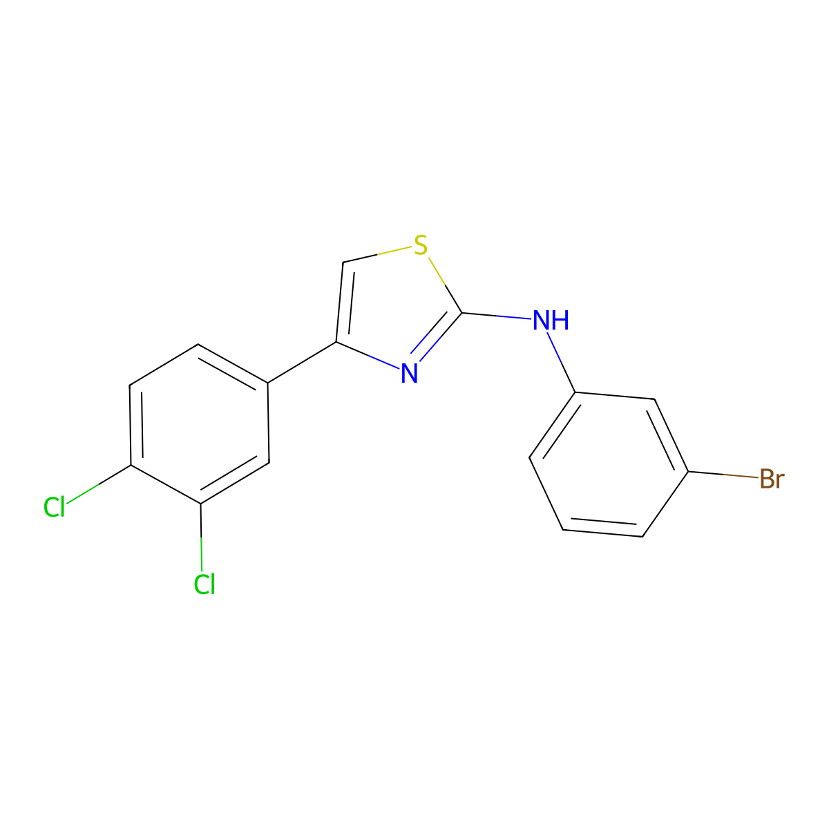 2-Thiazolamine, N-(3-bromophenyl)-4-(3,4-dichlorophenyl)- molecular structure, CAS 67241-20-7