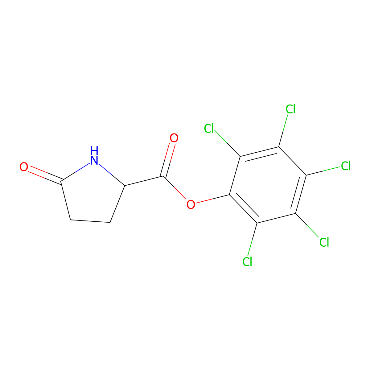DL-Proline, 5-oxo-, pentachlorophenyl ester molecular structure, CAS 67246-71-3