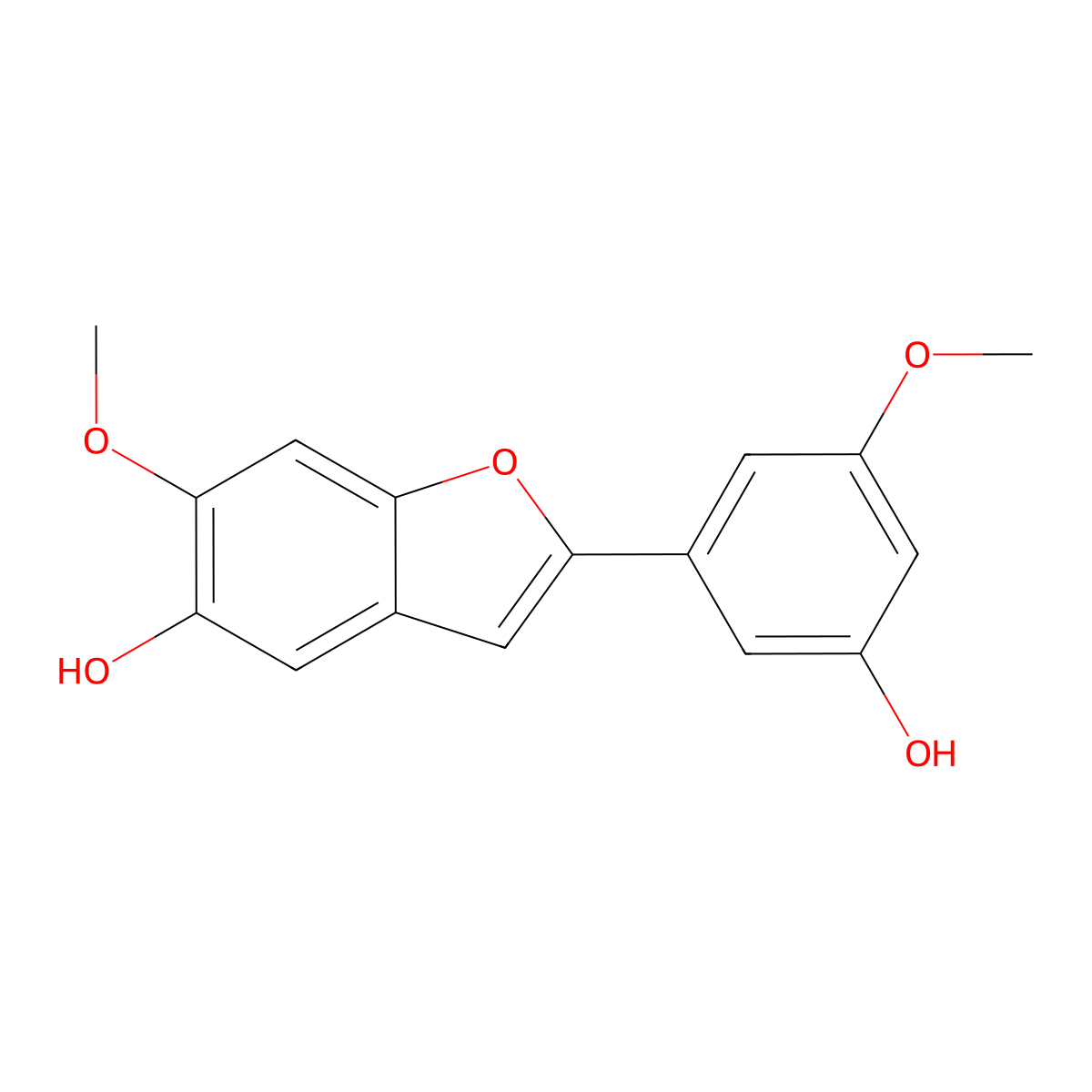 2-(3-Hydroxy-5-methoxyphenyl)-6-methoxy-5-benzofuranol molecular structure, CAS 67259-16-9