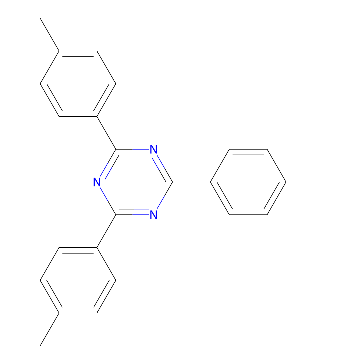 2,4,6-Tris(4-methylphenyl)-1,3,5-triazine molecular structure, CAS 6726-45-0
