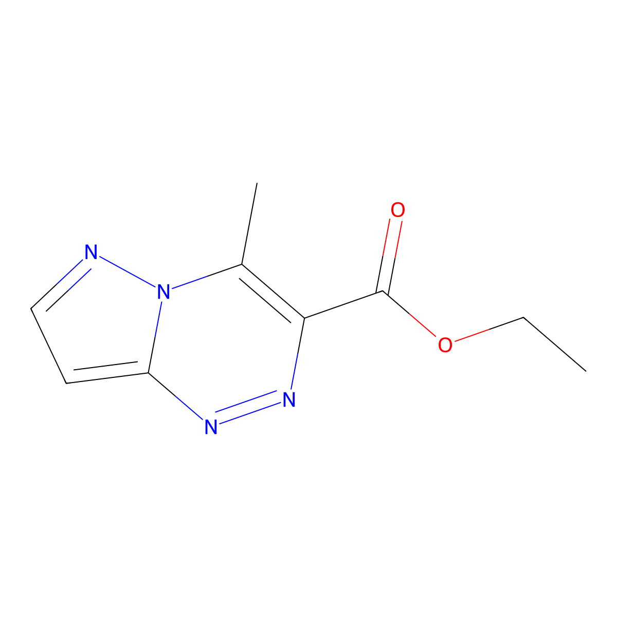 Ethyl 4-methylpyrazolo[5,1-c][1,2,4]triazine-3-carboxylate molecular structure, CAS 6726-54-1