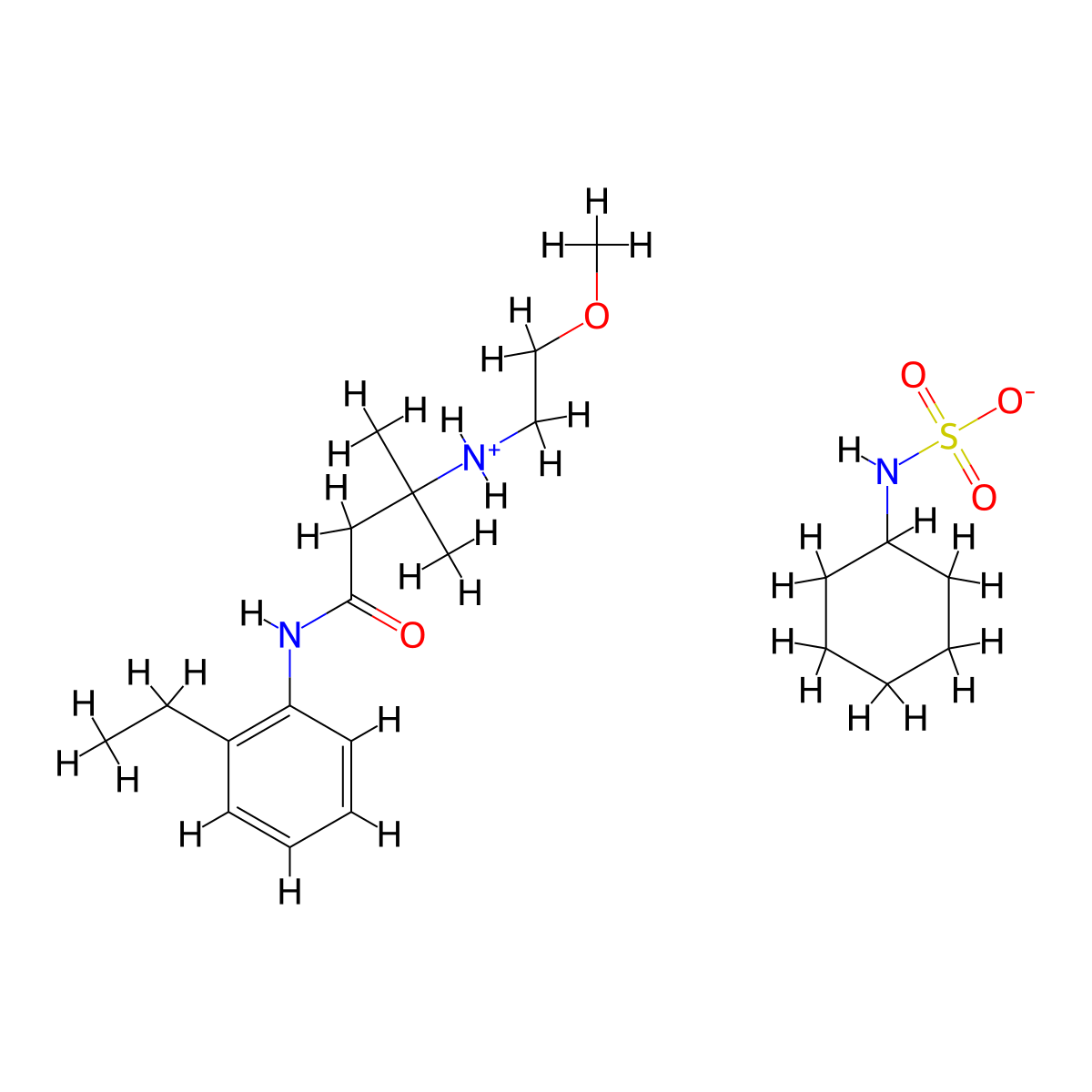 Butyranilide, 2'-ethyl-3-(2-methoxyethyl)amino-3-methyl-, cyclohexane sulfamate molecular structure, CAS 67262-71-9