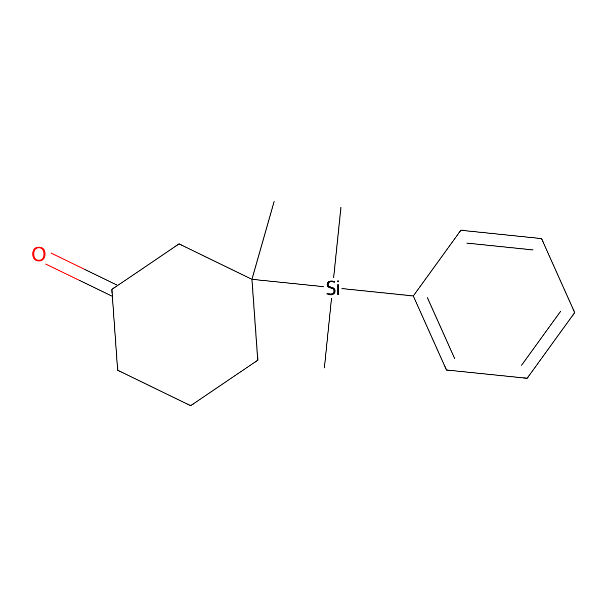 Cyclohexanone, 3-(dimethylphenylsilyl)-3-methyl- molecular structure, CAS 67263-00-7