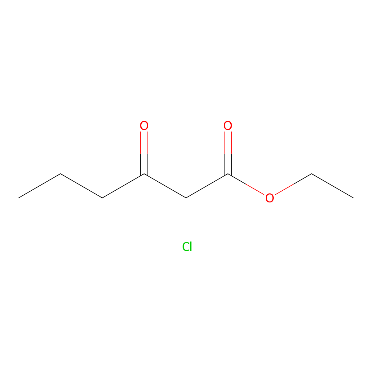 Ethyl 2-chloro-3-oxohexanoate molecular structure, CAS 67271-32-3