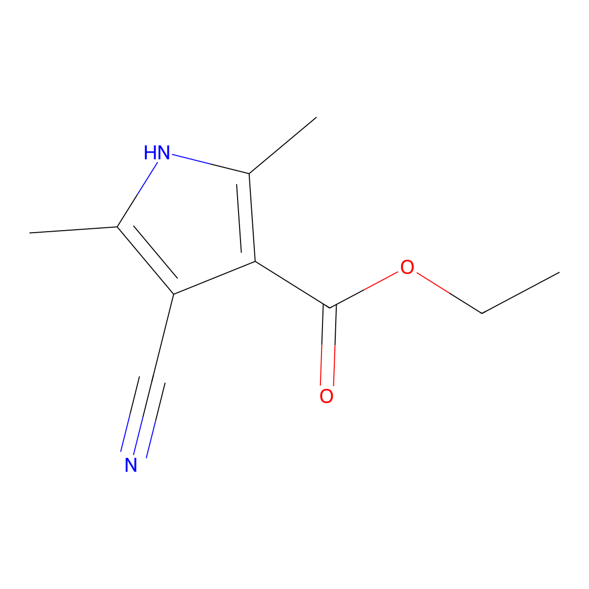 ethyl 4-cyano-2,5-dimethyl-1H-pyrrole-3-carboxylate molecular structure, CAS 67271-63-0