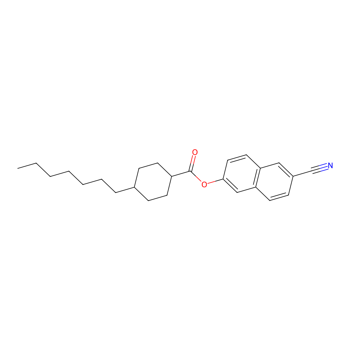 6-Cyano-2-naphthyl 4-heptylcyclohexanecarboxylate molecular structure, CAS 67284-67-7