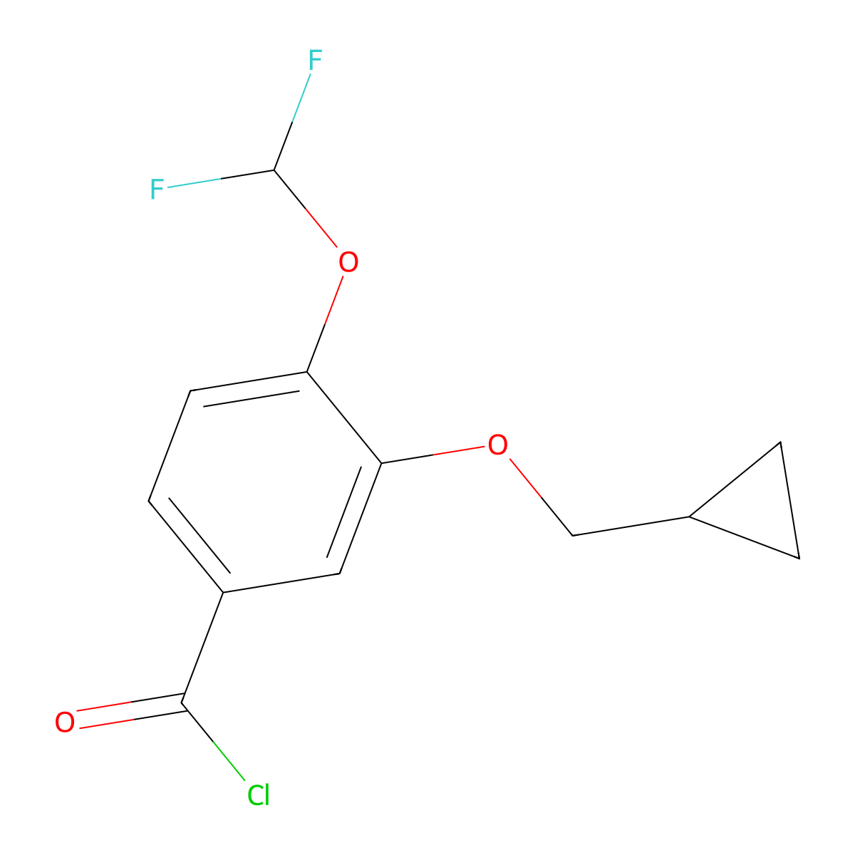 3-(Cyclopropylmethoxy)-4-(difluoromethoxy)benzoyl chloride molecular structure, CAS 672883-68-0