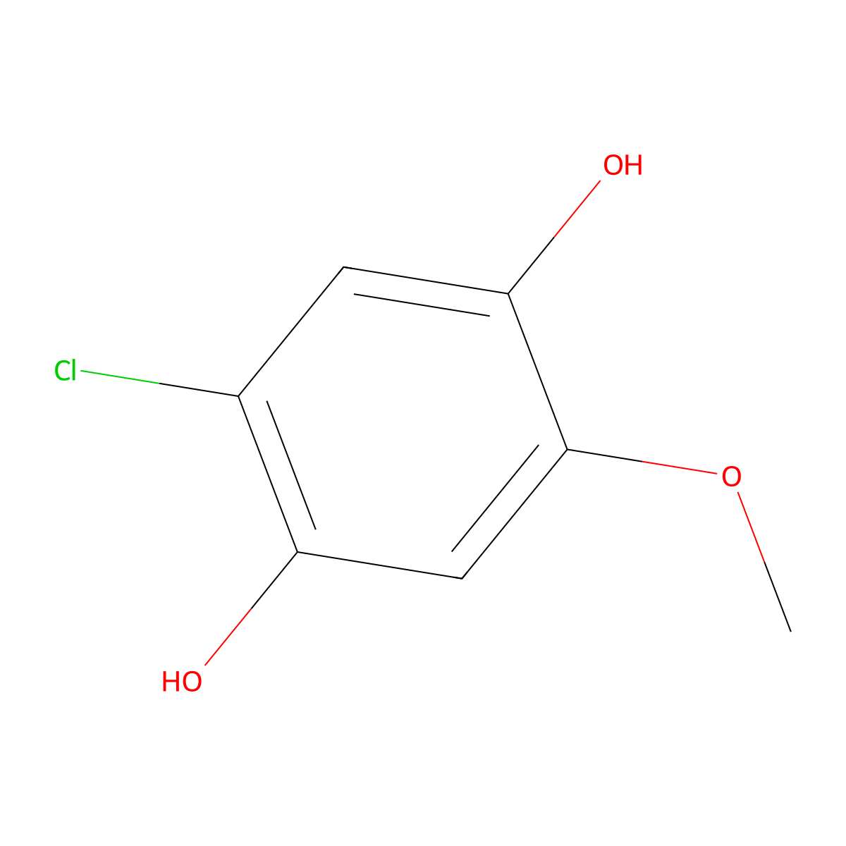 2-Chloro-5-methoxybenzene-1,4-diol molecular structure, CAS 67289-06-9