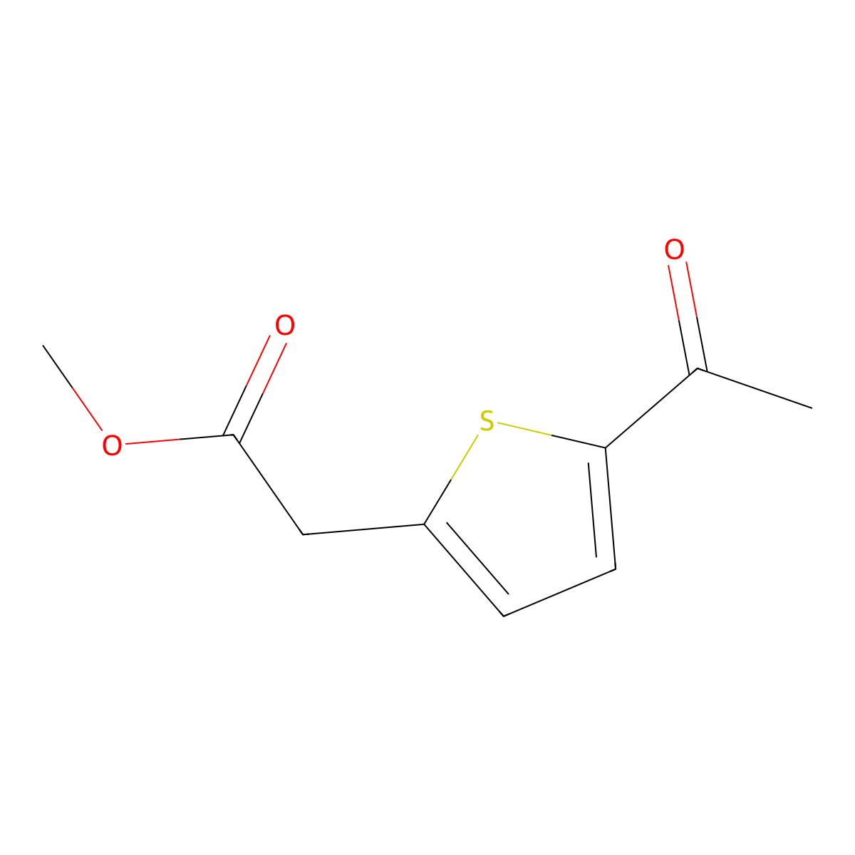 Methyl 2-(5-acetylthiophen-2-yl)acetate molecular structure, CAS 67289-12-7