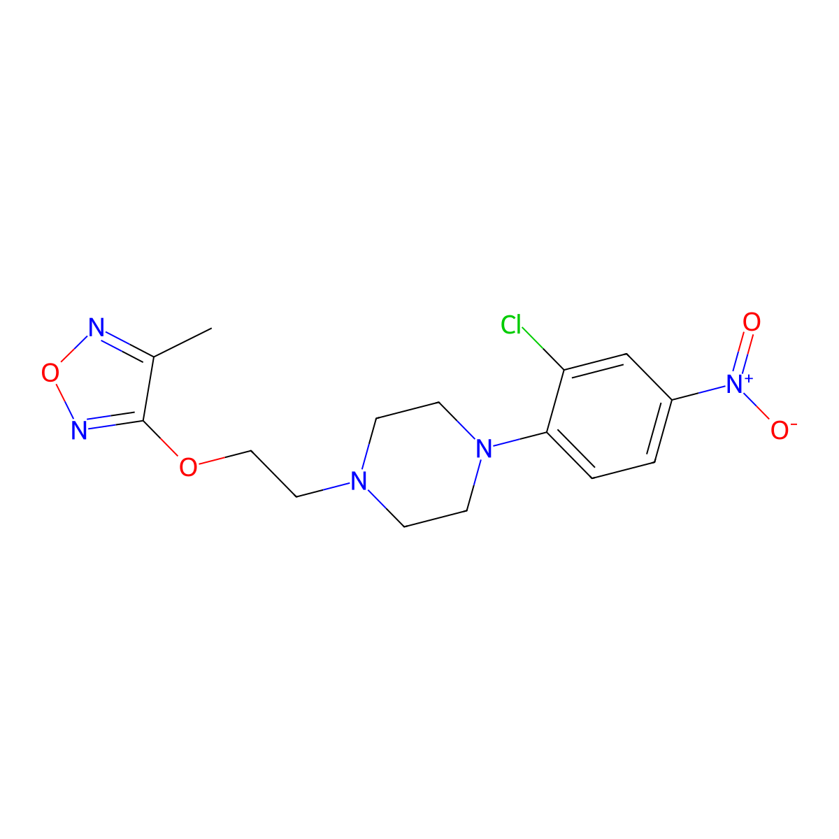 1-(2-Chloro-4-nitrophenyl)-4-{2-[(4-methyl-1,2,5-oxadiazol-3-yl)oxy]ethyl}piperazine molecular structure, CAS 672890-80-1