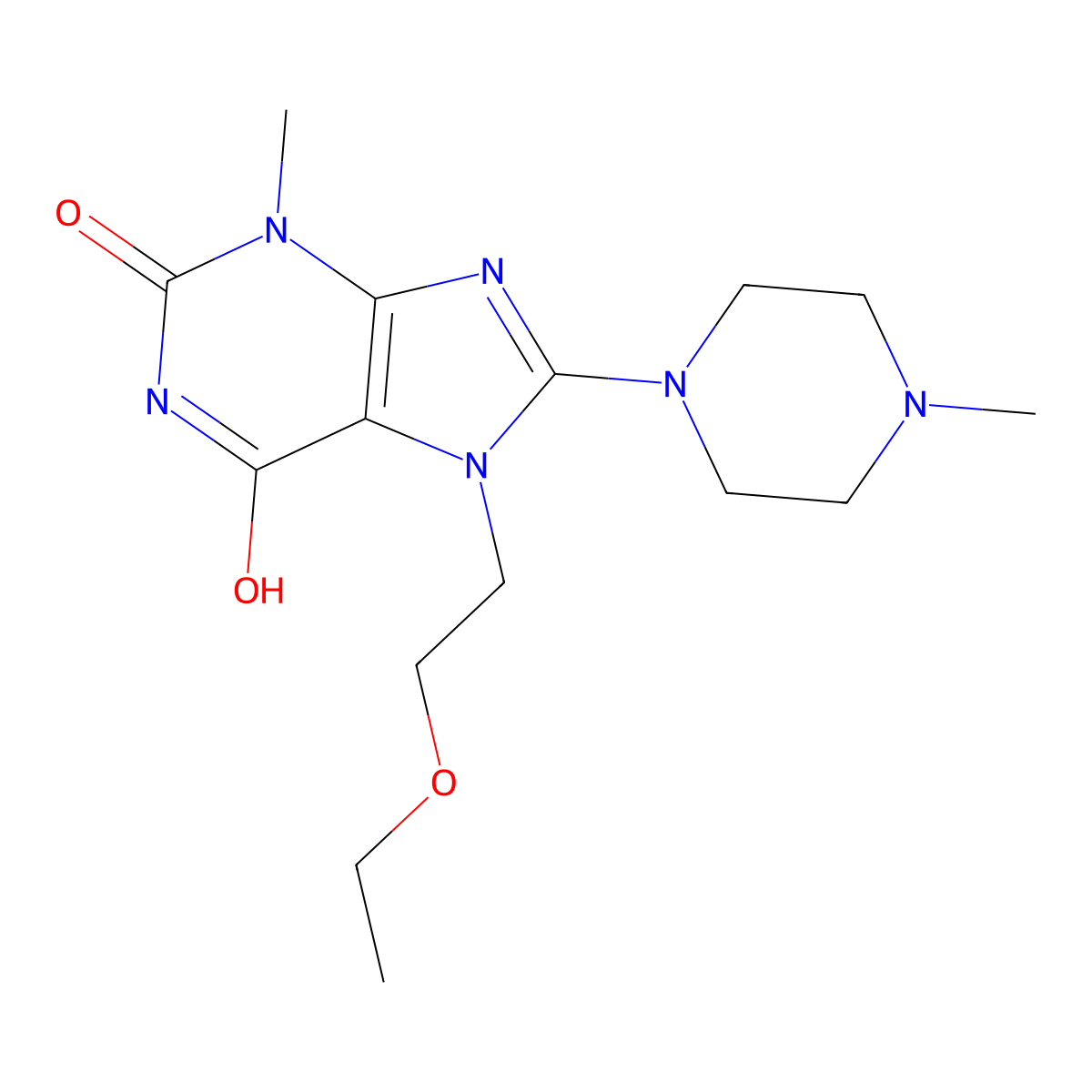 7-(2-ethoxyethyl)-3-methyl-8-(4-methylpiperazin-1-yl)-1H-purine-2,6(3H,7H)-dione molecular structure, CAS 672891-46-2