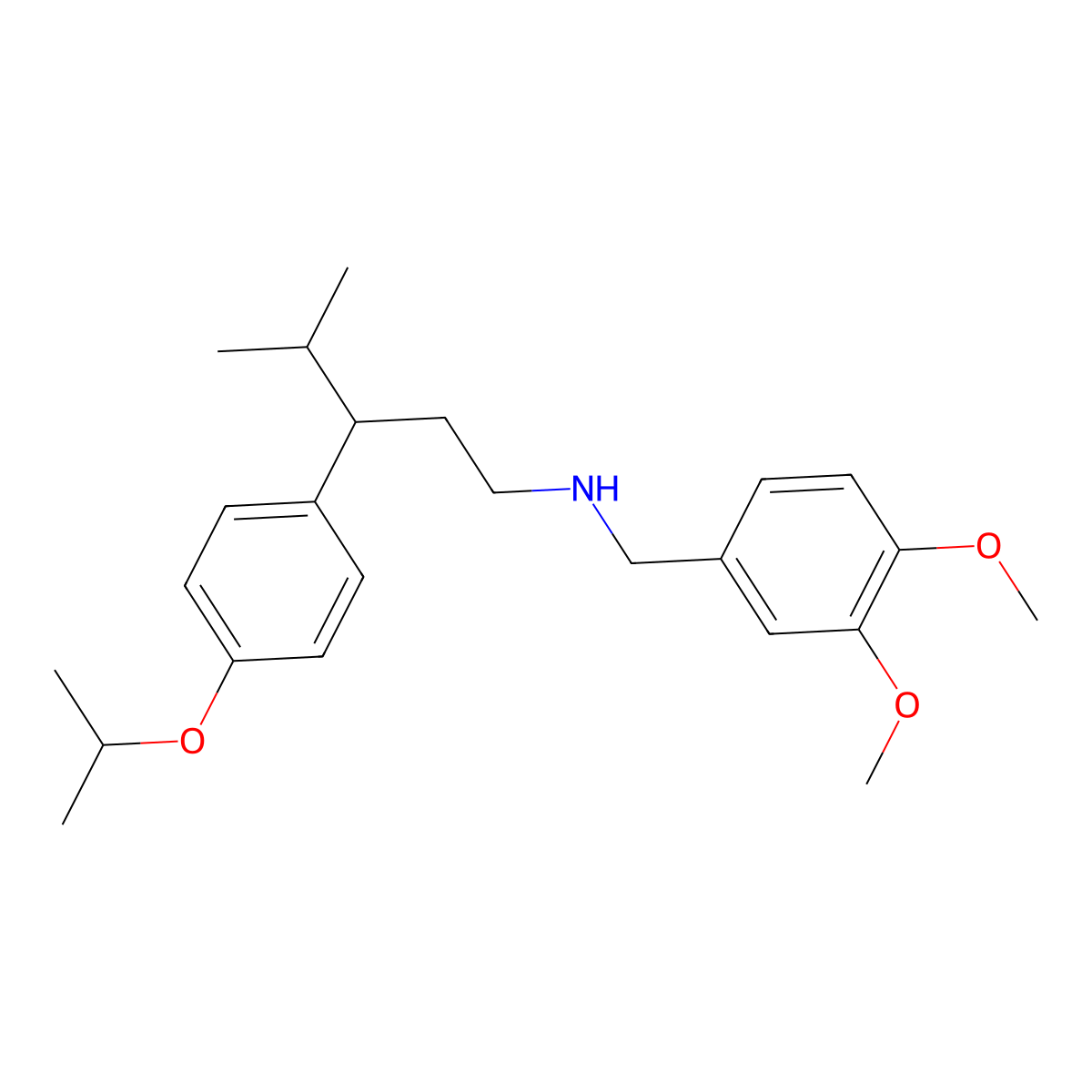 N-[(3,4-dimethoxyphenyl)methyl]-4-methyl-3-(4-propan-2-yloxyphenyl)pentan-1-amine molecular structure, CAS 672891-71-3