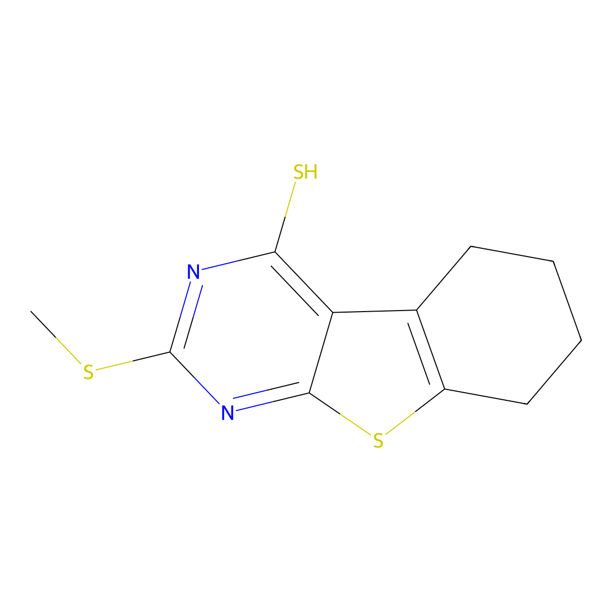 2-methylsulfanyl-5,6,7,8-tetrahydro-3H-[1]benzothiolo[2,3-d]pyrimidine-4-thione molecular structure, CAS 672895-13-5