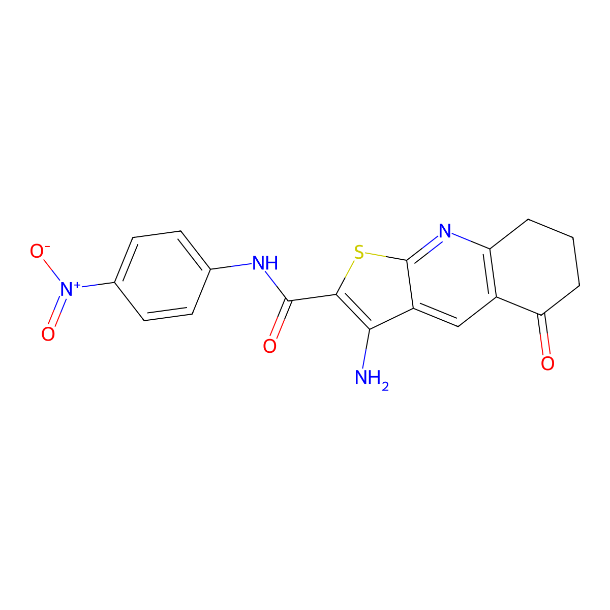 3-amino-N-(4-nitrophenyl)-5-oxo-5,6,7,8-tetrahydrothieno[2,3-b]quinoline-2-carboxamide molecular structure, CAS 672898-12-3
