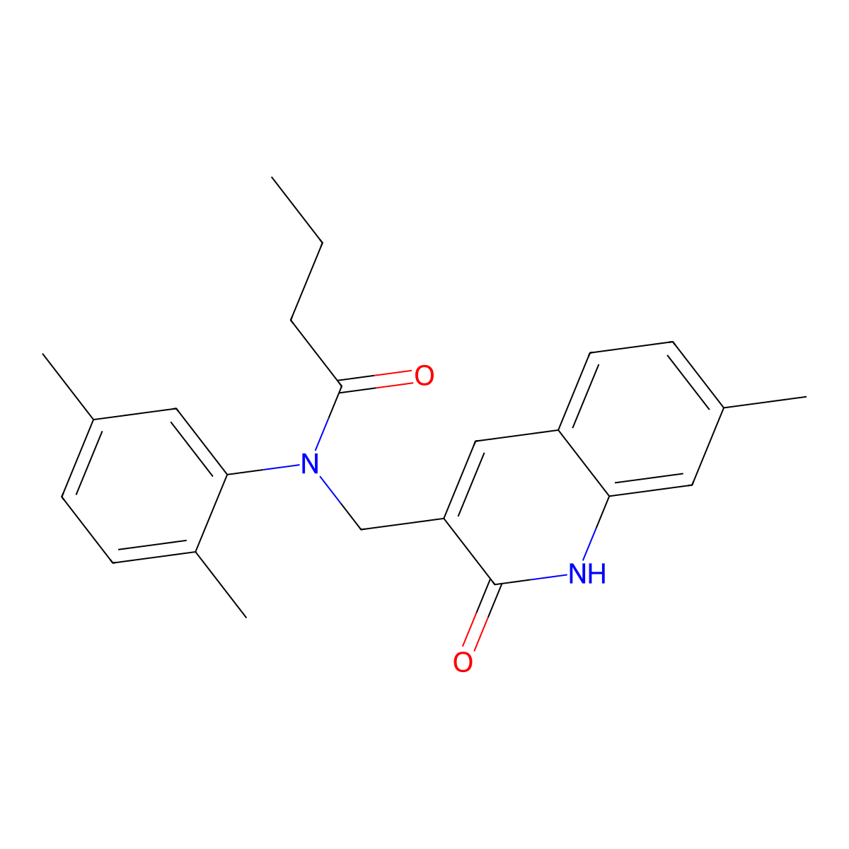 N-(2,5-dimethylphenyl)-N-[(7-methyl-2-oxo-1H-quinolin-3-yl)methyl]butanamide molecular structure, CAS 672901-15-4