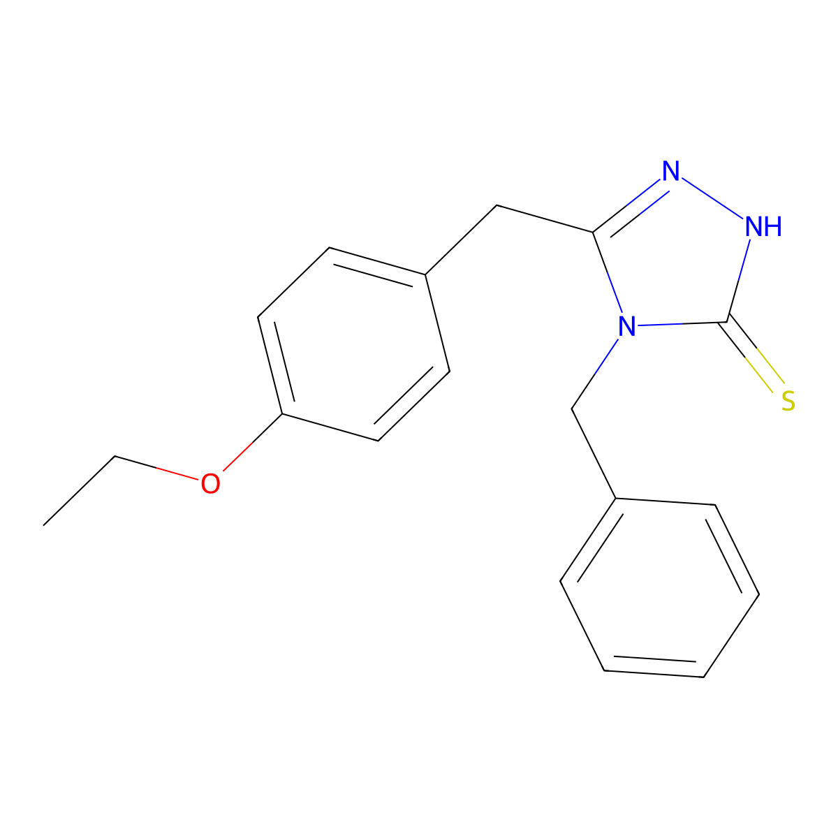 4-benzyl-5-(4-ethoxybenzyl)-4H-1,2,4-triazole-3-thiol molecular structure, CAS 672902-34-0