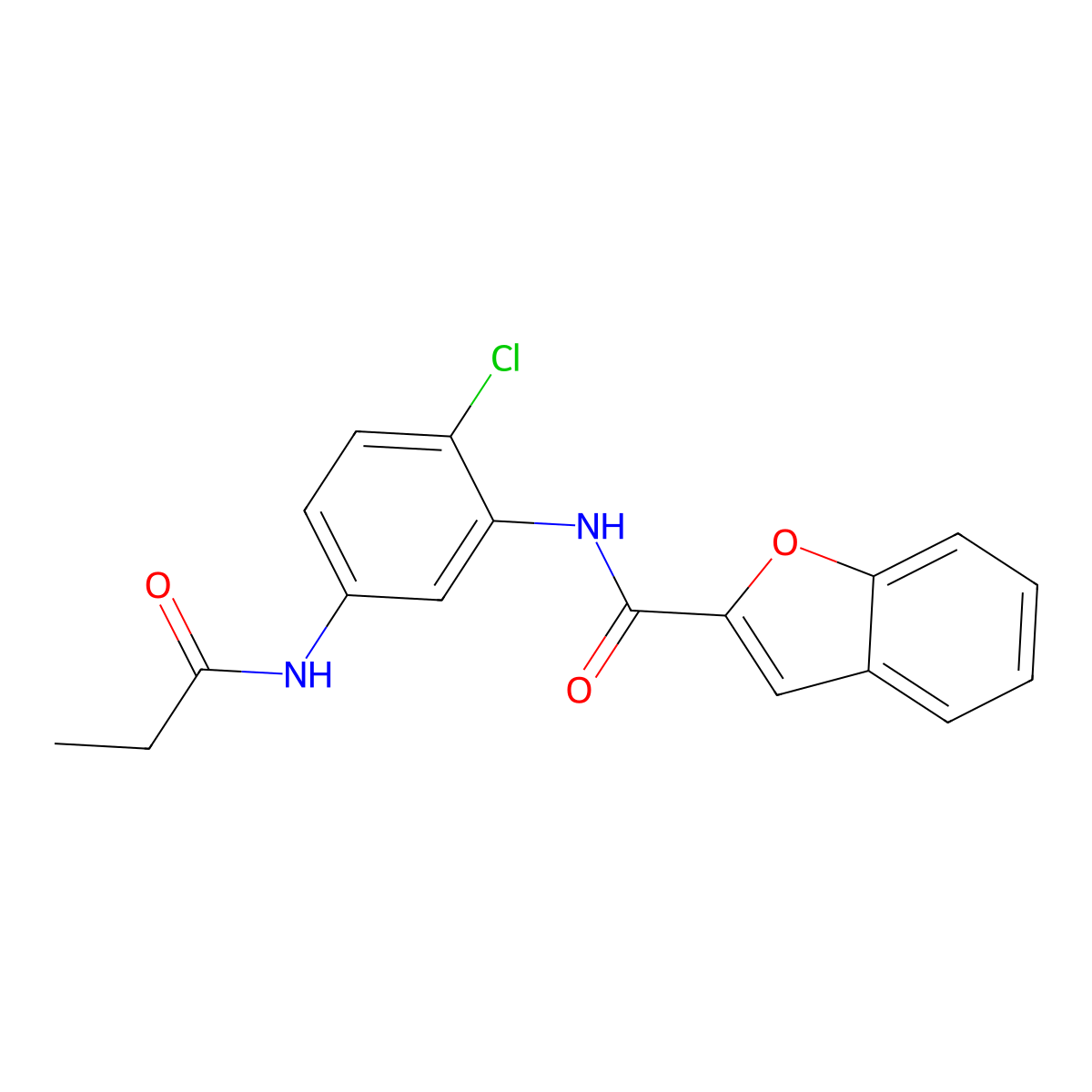 N-[2-chloro-5-(propanoylamino)phenyl]-1-benzofuran-2-carboxamide molecular structure, CAS 672912-97-9