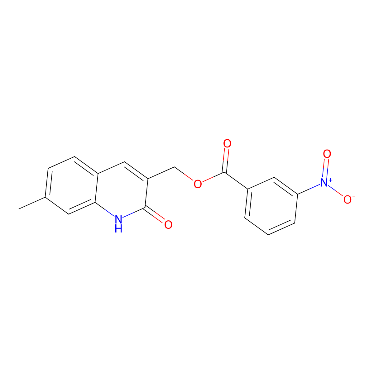 (7-methyl-2-oxo-1H-quinolin-3-yl)methyl 3-nitrobenzoate molecular structure, CAS 672913-10-9