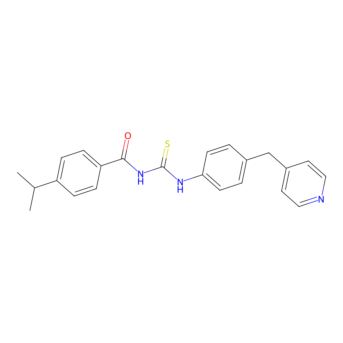 4-propan-2-yl-N-[[4-(pyridin-4-ylmethyl)phenyl]carbamothioyl]benzamide molecular structure, CAS 672913-21-2