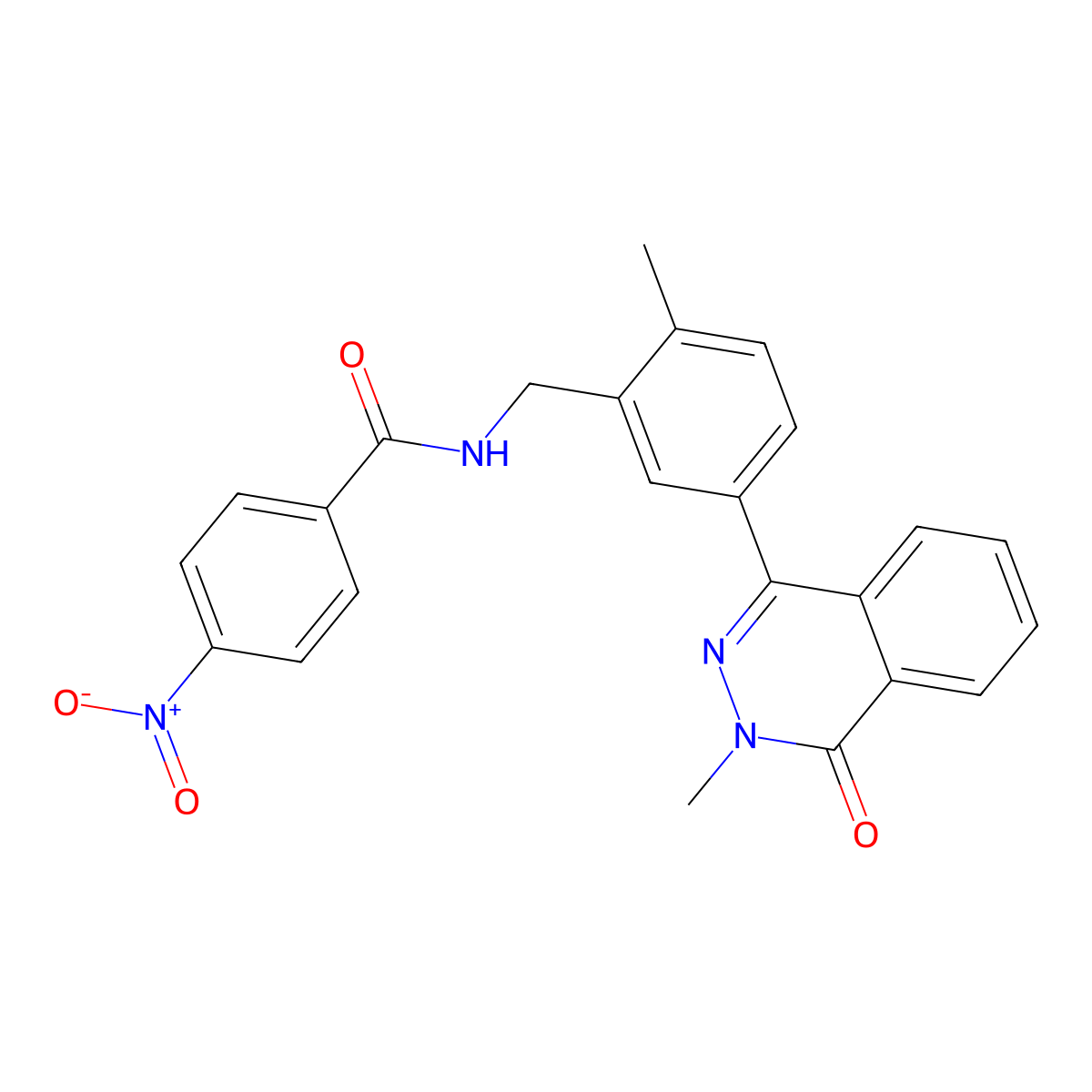 N-[[2-methyl-5-(3-methyl-4-oxophthalazin-1-yl)phenyl]methyl]-4-nitrobenzamide molecular structure, CAS 672913-51-8