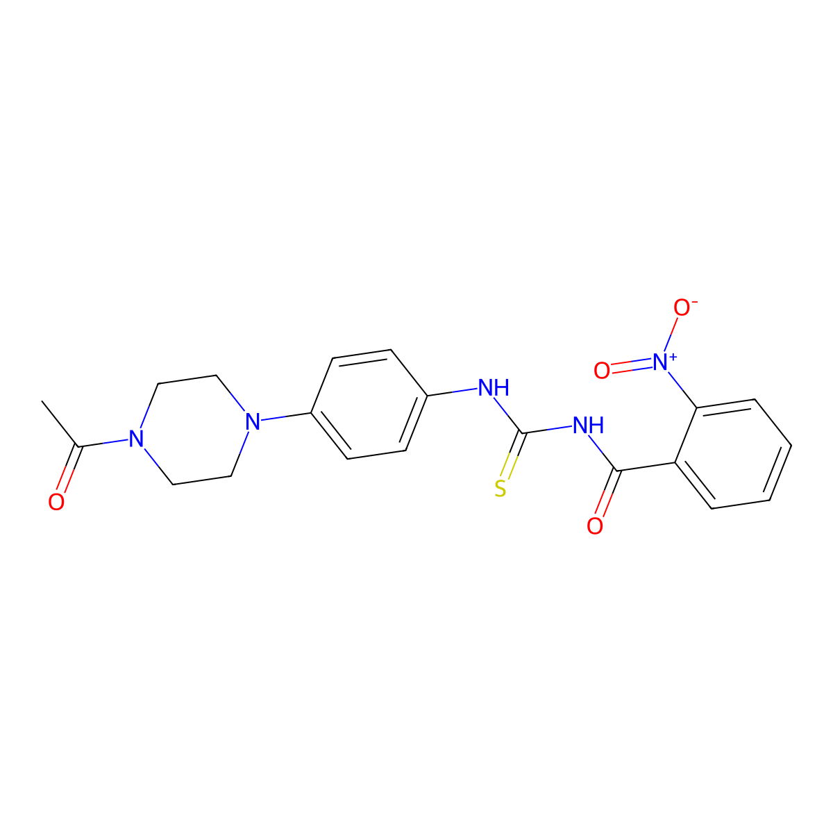 N-[[4-(4-acetylpiperazin-1-yl)phenyl]carbamothioyl]-2-nitrobenzamide molecular structure, CAS 672914-12-4