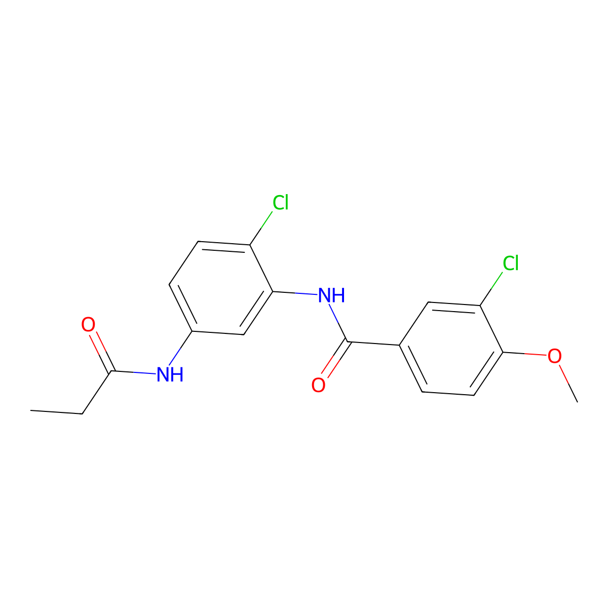 3-chloro-N-[2-chloro-5-(propanoylamino)phenyl]-4-methoxybenzamide molecular structure, CAS 672914-15-7