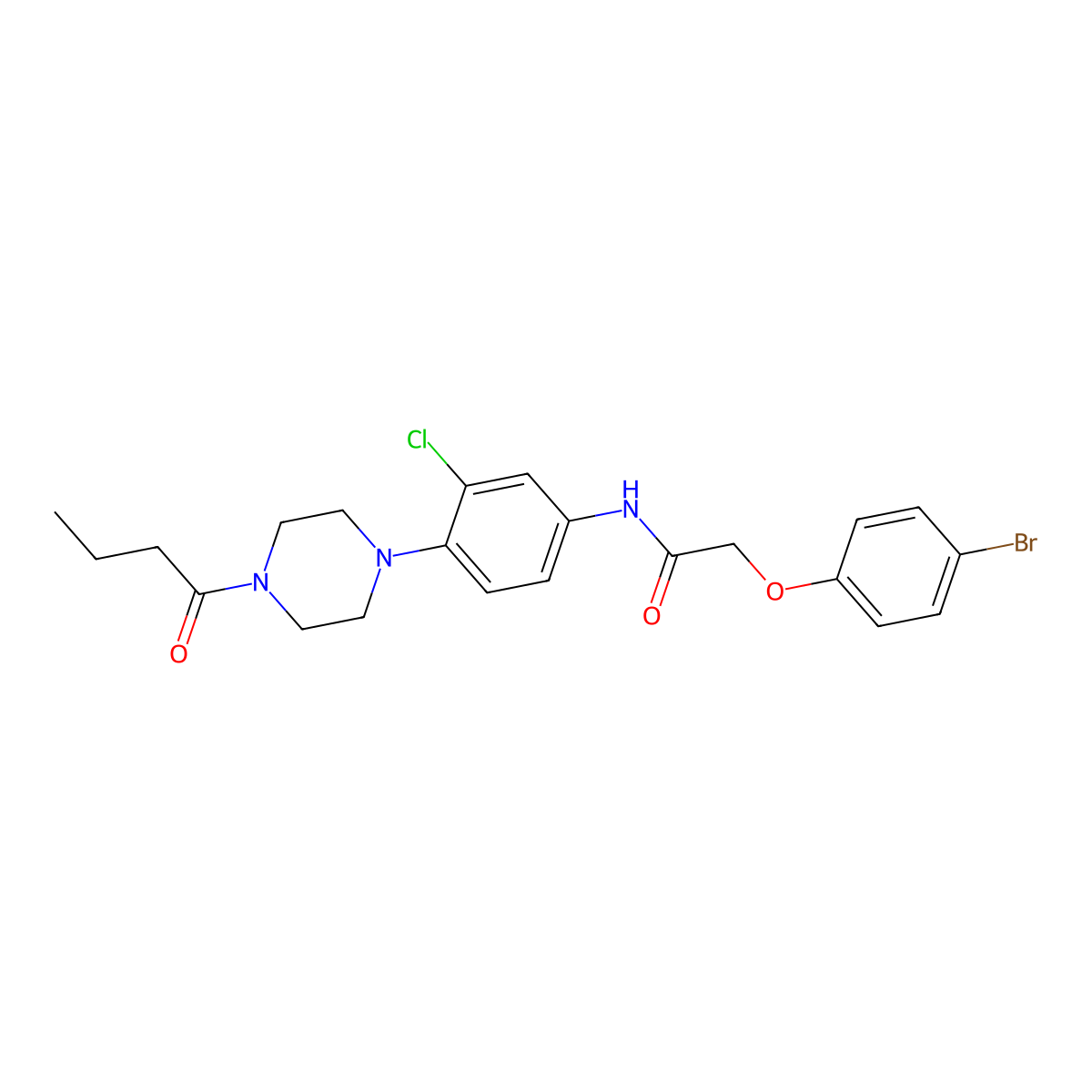 2-(4-bromophenoxy)-N-[4-(4-butanoylpiperazin-1-yl)-3-chlorophenyl]acetamide molecular structure, CAS 672914-38-4